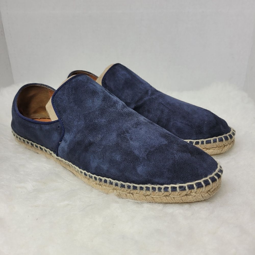 Aquatalia Felipe Blue Canvas Mens Espadrille Shoes Size 8